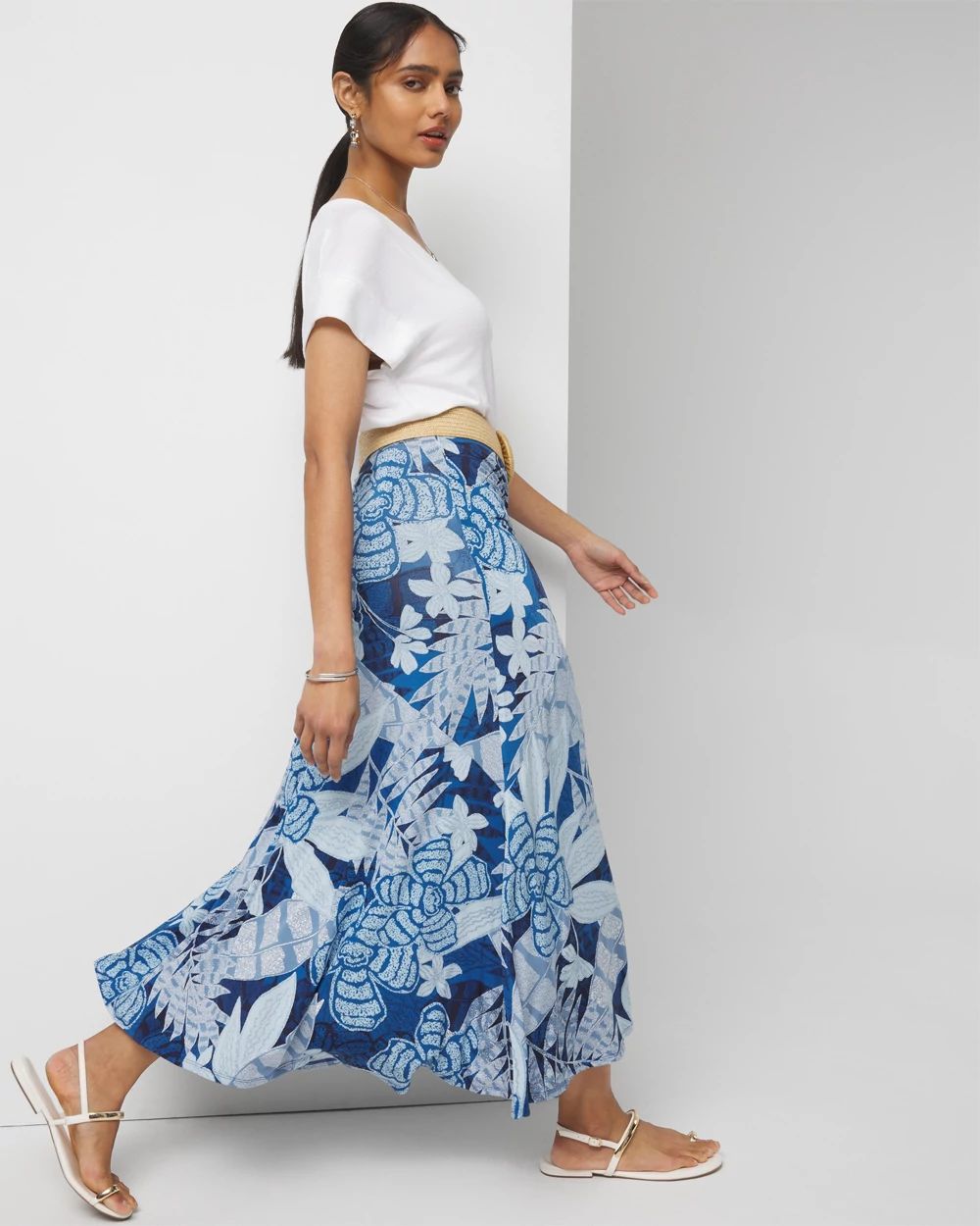 White House Black Market Ruched Front Maxi Skirt